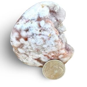 Amethyst flower agate free form crystal with large druzy cave